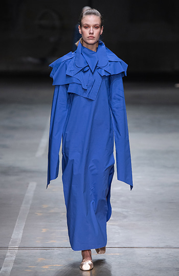 HAESUNG BONG, Shirtdress, Slim Royal Blue with Cape, 면 100%, Cotton 100%
